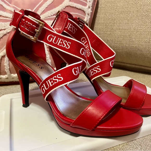 Guess sandals 8.5 red high heels - Picture 2 of 5